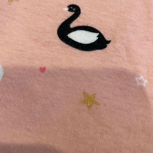 Carters One Piece Footed Pajamas  Peach Swan Star Pattern Snug Fit Size 5T - Picture 3 of 9